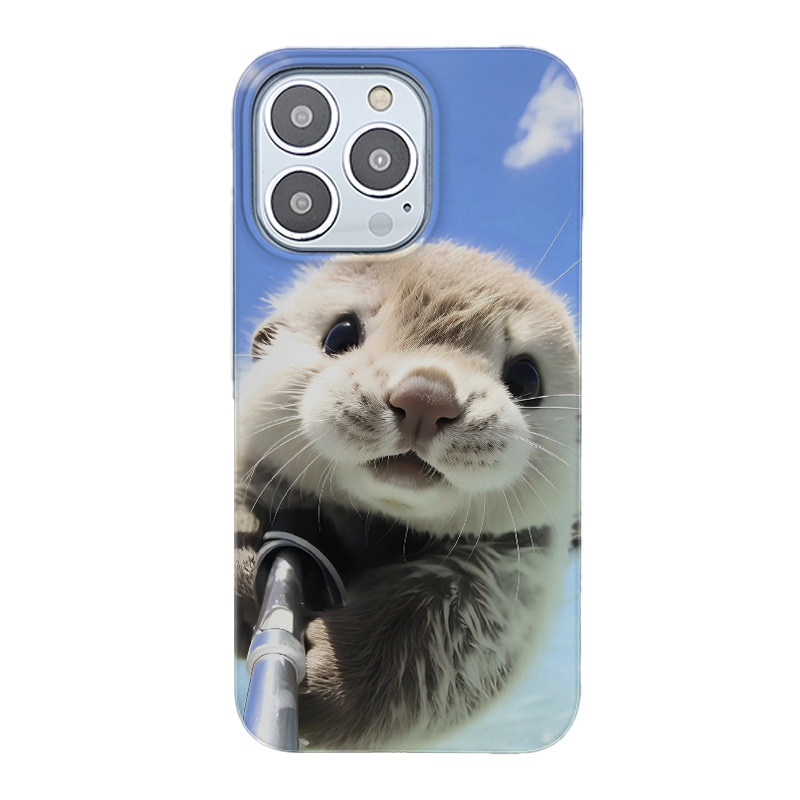 可爱简约小海獭菲林硬壳iphone15手机壳苹果13全包硬壳14pro防摔菲林软壳12mini少女心11xsmax半包壳