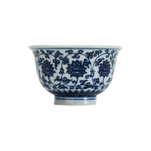 三勤堂主人杯景德镇陶瓷茶具手绘青花缠枝莲带内绘压手杯单杯大号