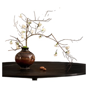 电视柜摆件高级感小摆件新中式复古云腴花器托盘组合茶室餐桌桌面