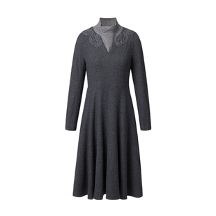 VGRASS维格娜丝裙子秋冬新款精纺羊毛绝美独特漂亮掐腰裙连衣裙女