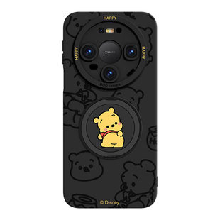 维尼熊适用华为mate80promax手机壳带支架新款mate80带挂绳系列70pro保护壳60镜头全包50外壳防摔40硅胶30黑