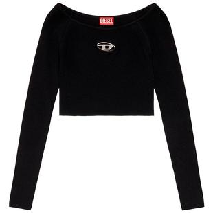 [折扣]DIESEL女士OVAL D黑色短款修身长袖针织衫A141890DLAX