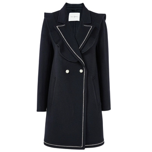 【菲妮尔Fairy】100%绵羊毛小香风双面呢外套海军领学院风短大衣