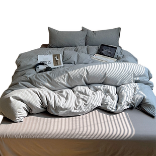 纯棉床上四件套全棉床单被套床笠款4件套被罩水洗棉宿舍三件套