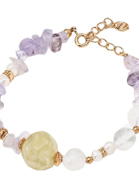 招财正能量黄紫白天然水晶手链小众高级感气质手串时尚百搭手饰品