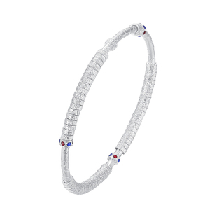 金町珐琅万贯盘缠纯银手镯女款S999足银实心国风吉言金银镯子复古