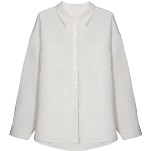 德玛纳天丝亚麻长袖衬衫女2026春季新款慵懒老钱风衬衣防晒上衣