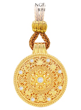 八宝罗盘足银999锆石吊坠珐琅彩