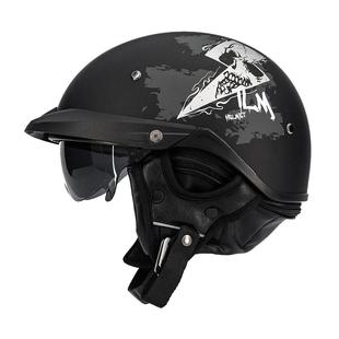 ILM摩托车头盔男复古巡航半盔蓝牙夏季哈雷瓢盔机车女玻璃钢日式