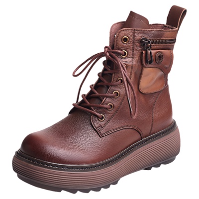 厚底马丁靴绑带加绒英伦风骑士靴