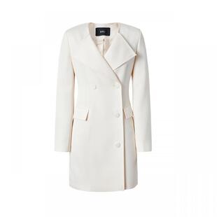 【电商专款】IMM尹默女装秋季醋酸白色收腰西装连衣裙