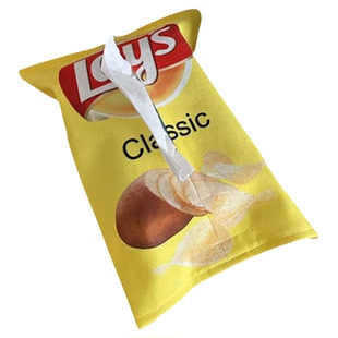 ins创意绒布薯片抽纸盒可悬挂厨房客厅家用可爱纸巾包收纳盒车载