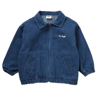 日本 BREEZE 2026春秋儿童装正装翻领尖领拉链防风外套牛仔服夹克