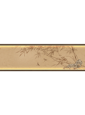 宋式美学竹子海棠角客厅装饰画