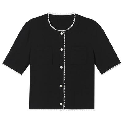 salt.P圆领珍珠扣小香风开衫