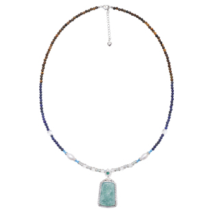 方糖家 原创天然蓝水翡翠无事牌珍珠水晶长款项链毛衣链2025新款