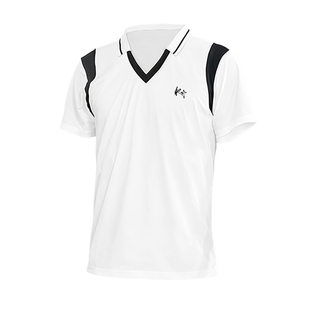 速干透气羽毛球服运动服套装男女短袖V领polo速干宽松球服情侣装