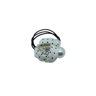 法式温柔波点花朵细发圈女气质高弹力水晶珍珠扎头发马尾皮筋头绳