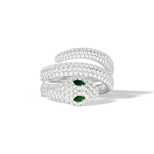 APM Monaco银白色密镶Kaa戒指高级情侣对戒女饰品送人情人节礼物