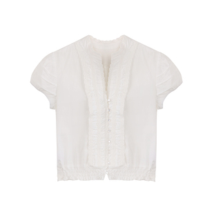 SourceWithU 波尔多庄园 纯棉法式重工古着两穿刺绣衬衫短裙中裙