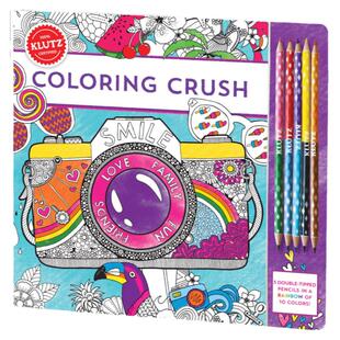 现货 英文原版 进口手工书 Coloring Crush [With Pens/Pencils] 美国原版引进STEAM艺术（手工/活动书）专业涂色设计动手书