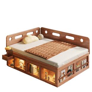 喜力美儿童床1米5儿童床小户型单人床高箱储物卧室床儿童原木家具