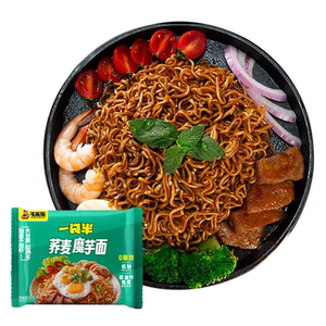 加大面饼免煮低脂魔芋山药荞麦面方便拌面粗粮全麦纯乔葱油代餐减