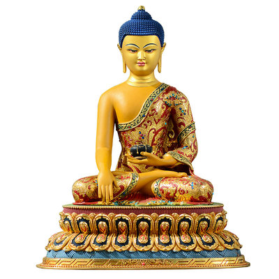 彩绘释迦牟尼桌面铜像摆件
