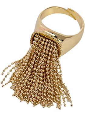 女个性流苏设计经典金色开口戒指