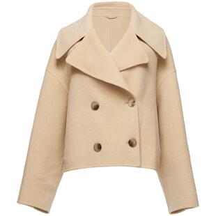 OBEG欧碧倩冬季小个子高腰短款毛呢大衣厚外套50424555