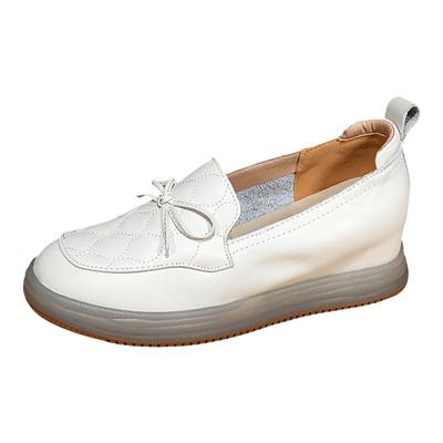 单鞋休闲内增高头层牛皮乐福鞋