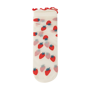 花边玻璃丝袜子女配凉鞋夏季薄款中筒透明水晶冰丝网红夏天堆堆袜