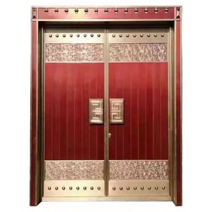 仿古中式别墅大门双开门农村自建房大门铜门铸铝防盗门四开对开门