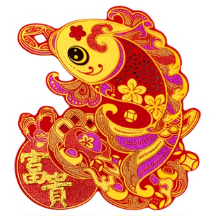 马年窗花福字门贴绒布创意装饰店面贴画春节元旦橱窗玻璃贴纸自粘