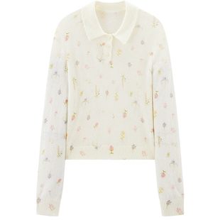 【滤镜针织】乐町春季新碎花呼吸感穿搭少女甜美毛衣浅春色针织衫