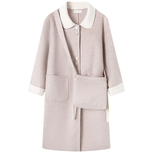 慕兔甜美娃娃领毛呢外套女2025冬季新款小个子显瘦中长款呢子大衣