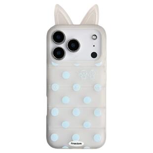 由里公园ins韩系少女baby蓝波点立体猫耳朵17适用17pro苹果17ProMax手机壳iPhone16全包14新款16Promax保护套