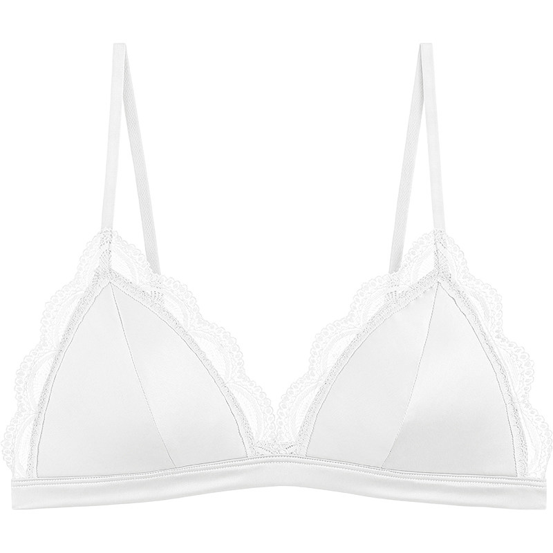 法式内衣女薄款夏季无钢圈蕾丝性感光面无痕小胸平胸三角杯文胸罩