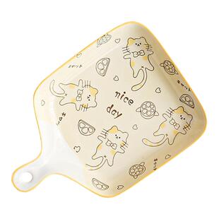 2个套装手柄烤盘家用烤箱陶瓷菜盘子早餐牛排西餐盘泡面饭碗可爱