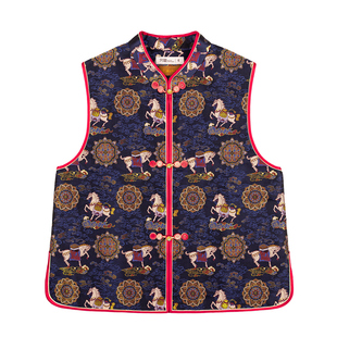 只是钱小萍正品马上有福织金宋锦国风马甲新中式立领春秋季上衣女