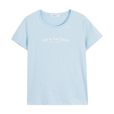 圆领约印花短袖上衣美特斯邦威