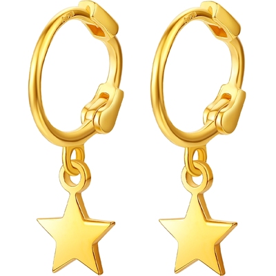 六桂福珠宝18K金星星耳坠