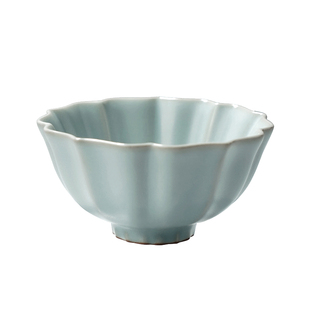 青澹墨雅汝窑茶杯主人杯单杯荷瓣杯陶瓷品茗杯景德镇汝瓷茶具茶盏