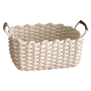 日式布艺棉绳编织收纳篮桌面化妆品整理收纳盒ins风杂物篮收纳筐