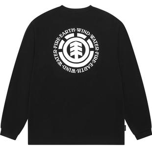 美国ELEMENT滑板长袖T恤男宽松黑色街头logo印花华夫格插肩上衣女