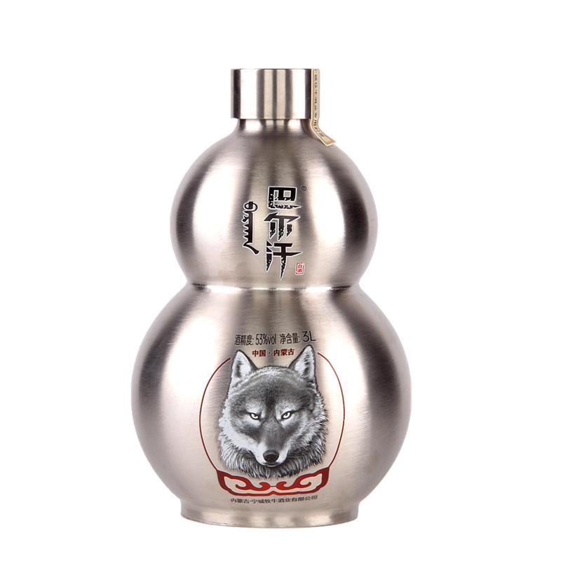 巴爾汗內(nèi)蒙寶葫蘆酒純糧食釀造白酒酒廠發(fā)酵清香型白酒53%Vol3L