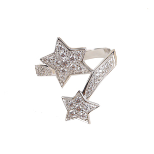 晚宴珠宝浪漫星星戒指女小香风中古满钻彗星五角星超闪莫桑钻指环