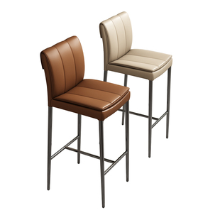 意式极简轻奢家用升降吧台椅牛皮别墅吧椅不锈钢酒吧高脚椅吧台凳