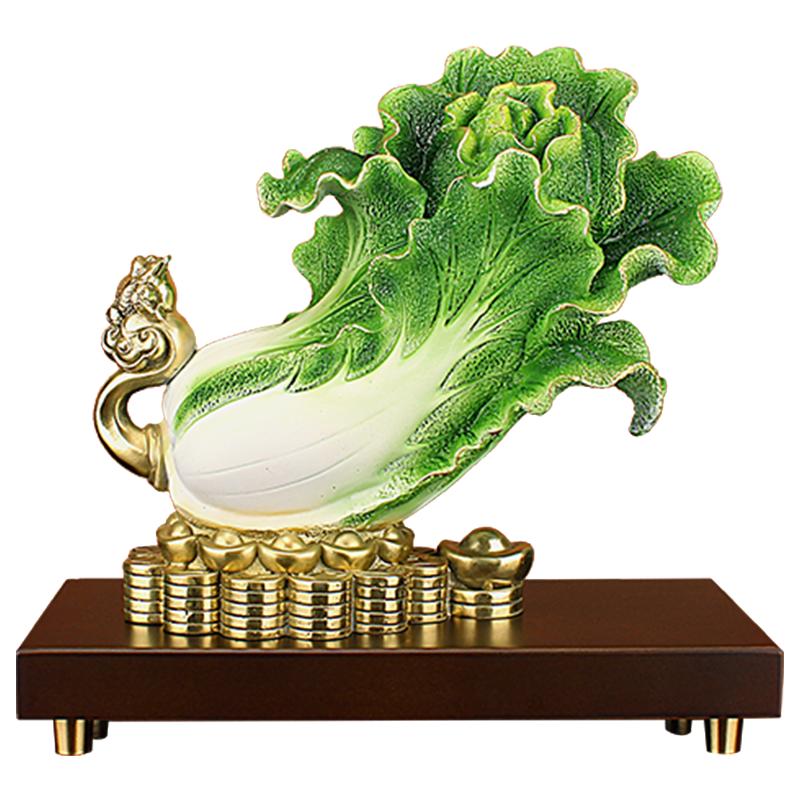 百财如意全铜招财金蟾白菜摆件