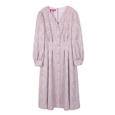 【关注领券】BuouBuou法式花瓣领肌理感提花长袖连衣裙DJ3G047